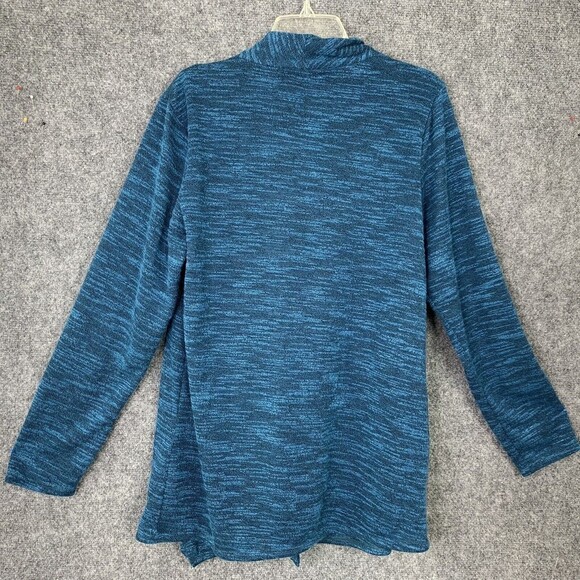 AB Studio Tunic Sweater Women Large 1 Button Flowing Open Front Long Sleeve - Picture 8 of 13